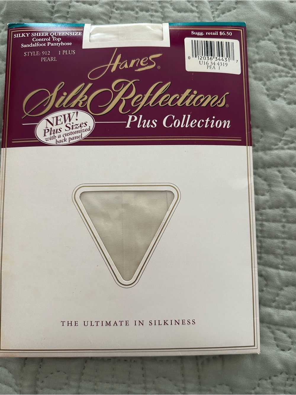 Hanes Silk Reflections Plus Collection Sheer Control Top Pantyhose Pearl SzQueen